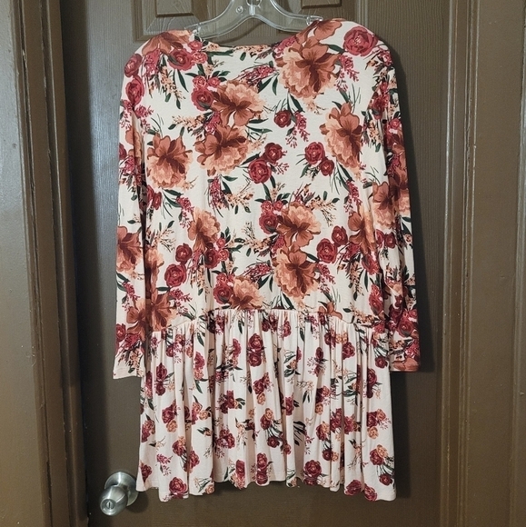 + Torrid peach floral tie front jersey knit baby doll jacket - Picture 4 of 11